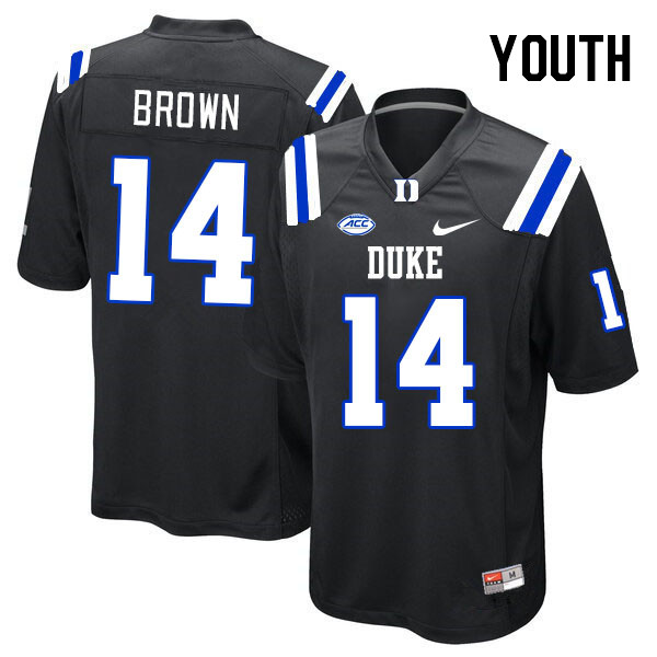 Youth #14 Que'Sean Brown Duke Blue Devils College Football Jerseys Stitched-Black